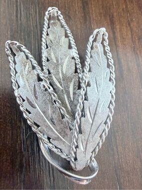 Sterling Silver Vintage Textured Leaf Pin Brooch